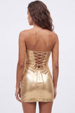 Robe de rentrée à la maison des années 80 Bodycon bodycon bodycon cou de serrure dorée Neckheart Bodycon