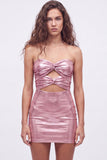 Robe de rentrée à la maison des années 80 Bodycon bodycon bodycon cou de serrure dorée Neckheart Bodycon