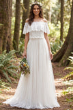 Robe de mariée longue ligne en A en ivoire dénudée