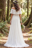 Robe de mariée longue ligne en A en ivoire dénudée