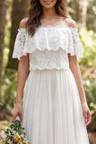 Robe de mariée longue ligne en A en ivoire dénudée