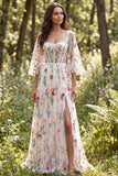 Robe de mariée longue corset transparent ivoire en ivoire avec longue robe de mariée