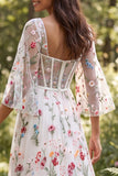 Robe de mariée longue corset transparent ivoire en ivoire avec longue robe de mariée