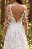 Robe de mariée longue à épaules froides en ivoire florale en A