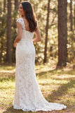 Robe de mariée longue à col carré en ivoire de sirène avec fente