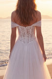 Corset ivoire à épaule décollée corset longue en tulle