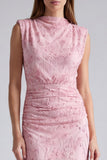 Robe longue de cérémonie à fleurs en paillettes sirène rose