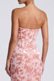 Rose Sweetheart Velvet Corset Corset Froncé Sirène Longue Robe Formelle
