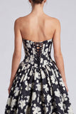 Corset de bal long corset de bal en fleur blanche noire avec des dentelles remontées dans le dos
