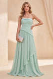 Robe Maxi Aline en mousseline en mousseline menthe verte menthe sans bustier