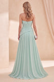 Robe Maxi Aline en mousseline en mousseline menthe verte menthe sans bustier