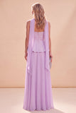 Robe Maxi en chiffon en chiffon bustier violet clair avec des perles