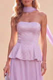 Robe Maxi en chiffon en chiffon bustier violet clair avec des perles