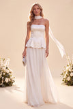 Robe Maxi en chiffon en chiffon bustier violet clair avec des perles