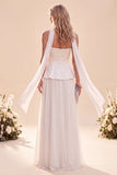 Robe Maxi en chiffon en chiffon bustier violet clair avec des perles