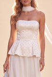 Robe Maxi en chiffon en chiffon bustier violet clair avec des perles