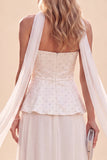 Robe Maxi en chiffon en chiffon bustier violet clair avec des perles