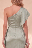 Robe Maxi en satin à volants à volants en saute poussiéreuse sauge poussiéreuse