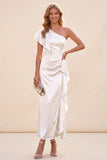 Robe Maxi en satin à volants à volants en saute poussiéreuse sauge poussiéreuse