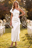 Robe Maxi en satin à volants à volants en saute poussiéreuse sauge poussiéreuse