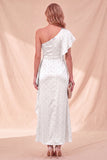 Robe Maxi en satin à volants à volants en saute poussiéreuse sauge poussiéreuse