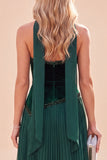 Robe Maxi plissée vert foncé à col nu