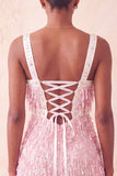 Robe courte de bal de fin d’année marron avec paillettes mouillantes à franges