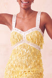 Robe courte de bal de fin d’année marron avec paillettes mouillantes à franges