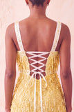 Robe courte de bal de fin d’année marron avec paillettes mouillantes à franges