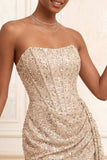 Champagne scintillant, corset body-con sans bretelles bodycon, corset court Homecoming avec ceinture