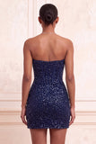 Champagne scintillant, corset body-con sans bretelles bodycon, corset court Homecoming avec ceinture