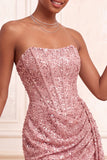 Champagne scintillant, corset body-con sans bretelles bodycon, corset court Homecoming avec ceinture