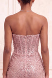 Champagne scintillant, corset body-con sans bretelles bodycon, corset court Homecoming avec ceinture