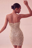Robe courte courte bleu marine bleu marine scintillante en sequins