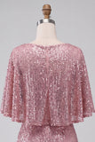 Robe courte de rentrée courte à la rentrée avec une ceinture rose rose scintillante, mouillée