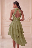 Robe courte de rentrée à la maison à étages bleu ciel bleu ciel asymétrique avec paillettes
