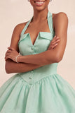 Robe courte de fin d’année rose à col nu à volants en ligne A