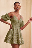 Robe courte de rentrée à la maison en ligne Olive, paillettes froides
