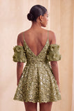 Robe courte de rentrée à la maison en ligne Olive, paillettes froides