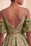 Robe courte de rentrée à la maison en ligne Olive, paillettes froides