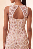Robe courte de rentrée courte à col rond Blush bodycon perles