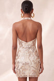 Robe courte de rentrée short, Short, à col nu, à col nu, paillettes bodycon,