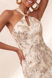 Robe courte de rentrée short, Short, à col nu, à col nu, paillettes bodycon,
