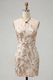 Robe courte de rentrée short, Short, à col nu, à col nu, paillettes bodycon,