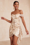 Robe courte de rentrée à la maison avec paillettes bodycon, champagne dénudé,