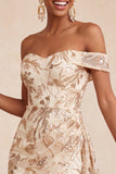 Robe courte de rentrée à la maison avec paillettes bodycon, champagne dénudé,