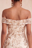 Robe courte de rentrée à la maison avec paillettes bodycon, champagne dénudé,