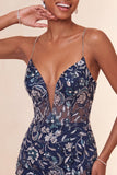 Robe courte de rentrée courte à la maison Bodycon bleu marine à sequins bleu marine