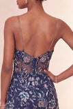 Robe courte de rentrée courte à la maison Bodycon bleu marine à sequins bleu marine