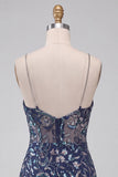 Robe courte de rentrée courte à la maison Bodycon bleu marine à sequins bleu marine